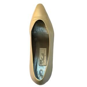 Amalfi Handmade Italian Cream Leather Heels. 9.5AA